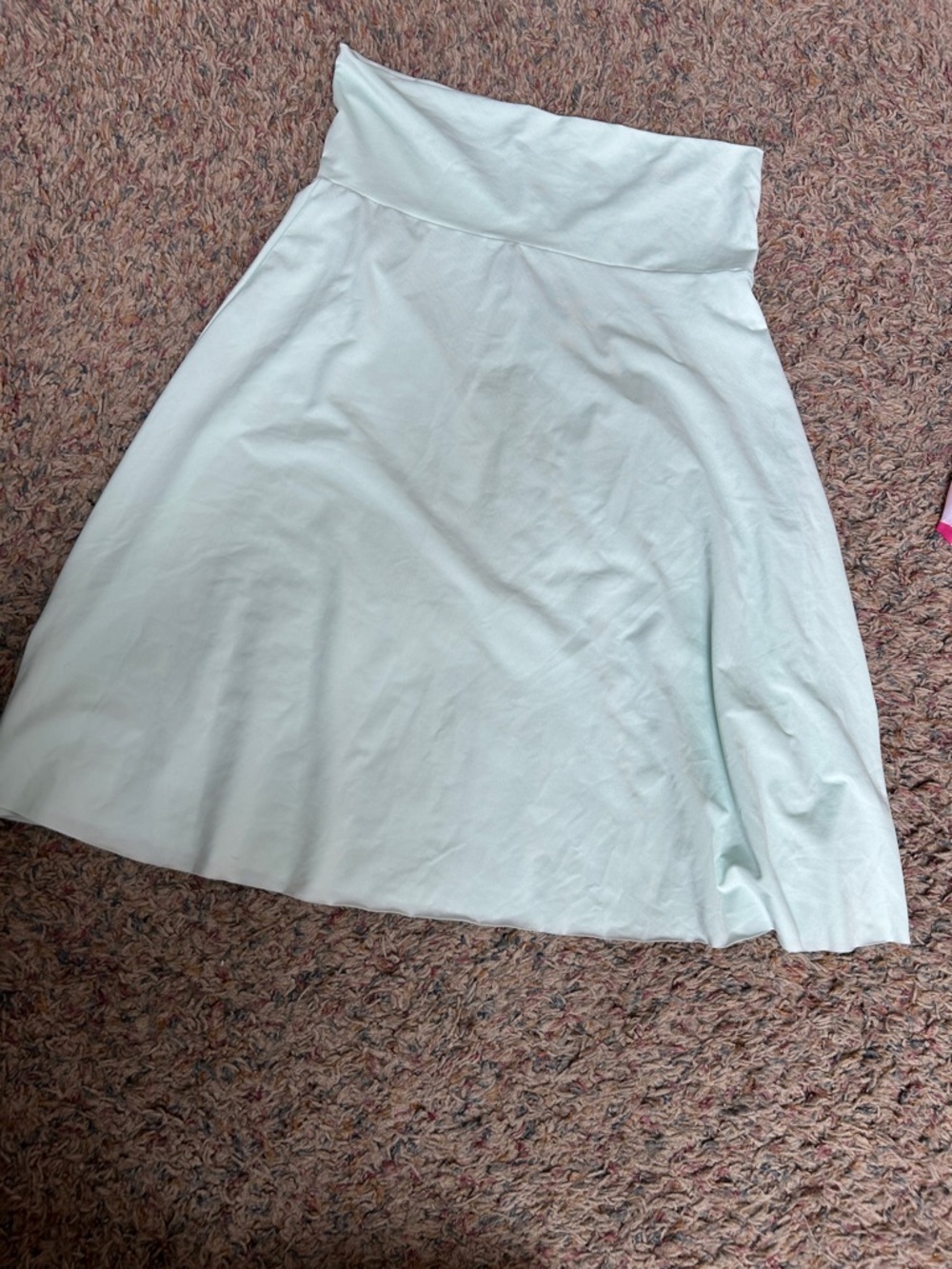 Women's Midi Skirt in Light Mint - Flared Fold-Over Waist